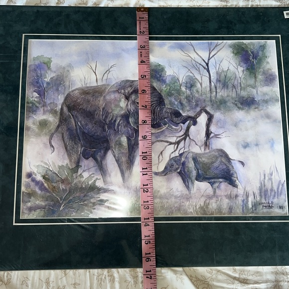 Water color African Elephant Mama and Baby Painting - Picture 8 of 11